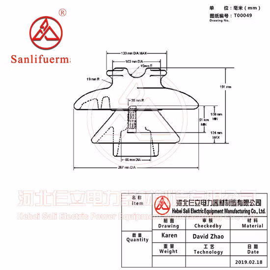 Isolateur en céramique de type broche Hebei Sali pour haute tension